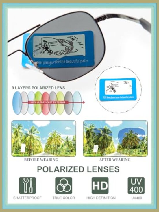 Polarized Bifocal Sunglasses, Aviator Metal Frame, UV400 Anti-Glare